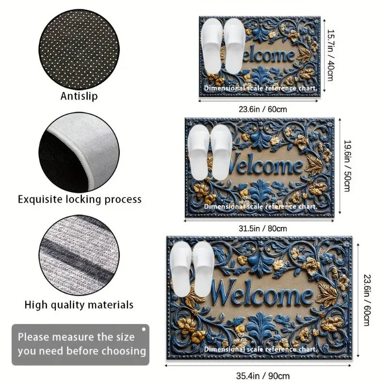 Navak Carpet 1pc, Entry Door Dirt Resistant, Easy To Maintain, Non-Slip 3D Printed Crystal Velvet Foot Mat, Machine Washable Polyester Carpe