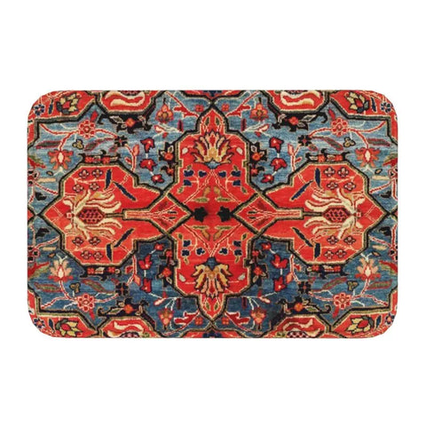 Navak Carpet Blue Antique Persian Isfahan Silk Rug With Animals Front Floor Door Entrance Mat Tribal Ethnic Floral Bath  Doormat Carpet Rug