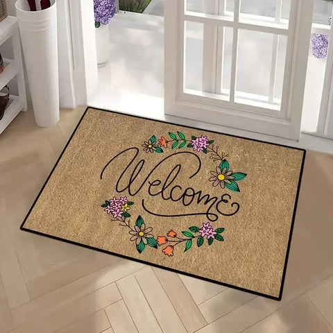 Navak Carpet Flower Print Home Floor Mat Non-slip Easy Clean Decoration Carpet Kitchen Area Rug Living Room House Washable Welcome Doormats