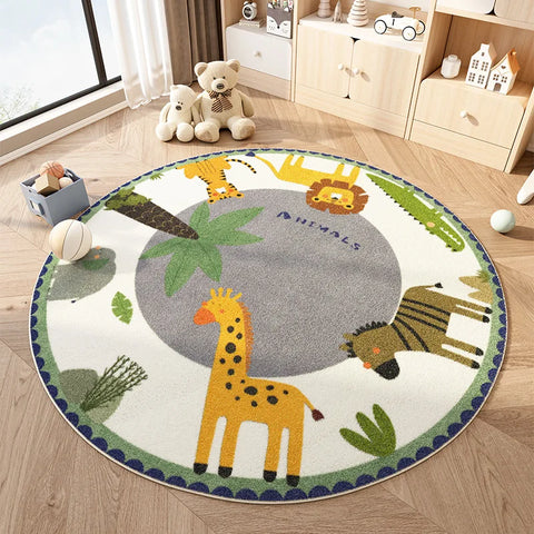 Navak Carpet Cartoon Style Bedroom Decor Plush Carpet Home Fluffy Soft Floor Mat Cute Round Carpets for Living Room Thick Non-slip Lounge Rug