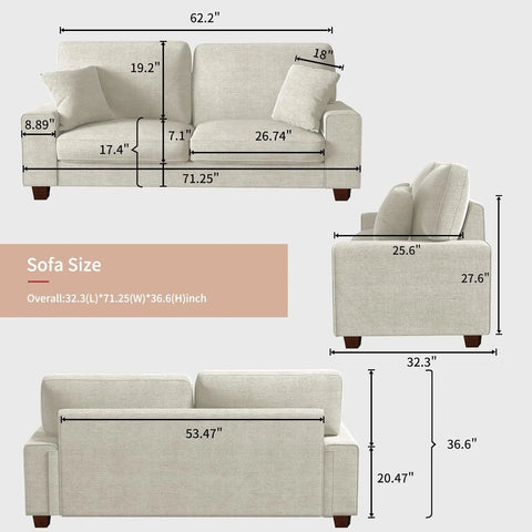 Navak Carpet Modern Loveseat Sofa for Living Room,Chenille Recliner, Removable Cover, Spring Cushions, Solid Wood Frame,