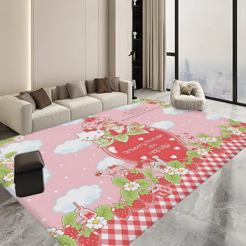 Navak Carpet S-Strawberry-Pink girl Floor Mat Bathroom Mat Kids Room Bedroom Decoration Balcony Anti-Slip Doormat Living Room Welcome Rug