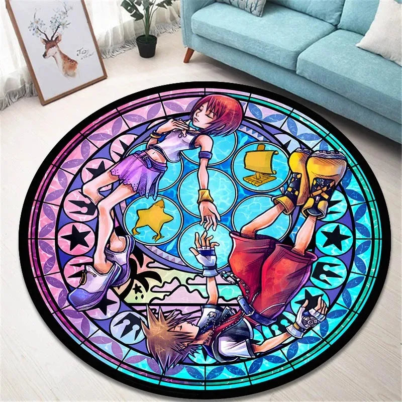 Navak Carpet Daily Picks Kingdom Hearts Cartoon Area Rug Round Floor Mat Living Room Carpet Bathroom Kitchen Rugs Doormat Non-slip Floor Mat