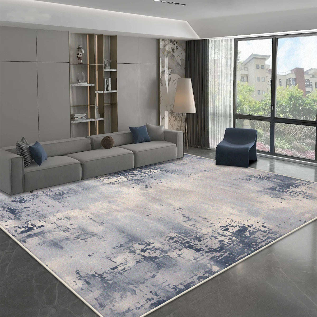 Navak Carpet Modern Simple Style Carpet for Living Room Blue Grey Decoration Home Sofa Fluffy Soft Rug Bedroom Bedside Washable Non-slip Mat