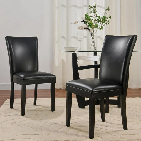 Navak Carpet Set of 2 Parsons Dining Chairs – Faux Leather Upholstered Side Chairs w/Solid Wood Legs for Dining & Living Room
