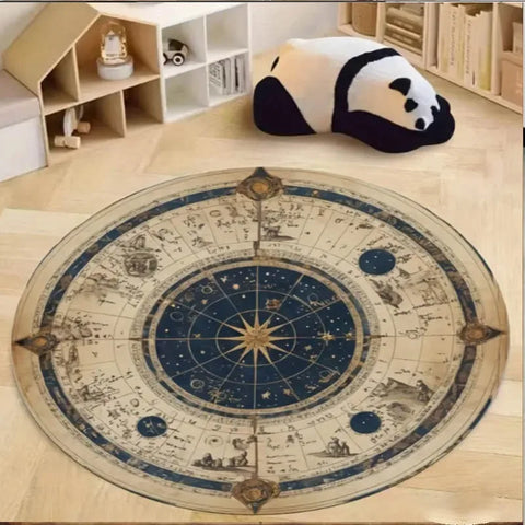 Navak Carpet Compass Print Round Area Rug Bedroom Kitchen Mat Washable Indoor Floor Accent Bathroom Carpet Living Room Home Office Hallway