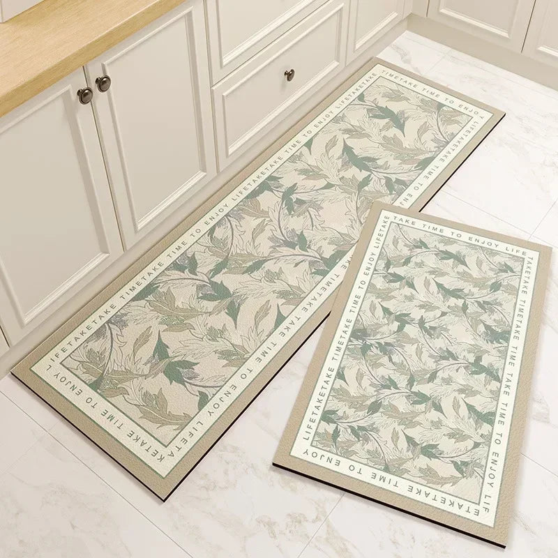 Navak Carpet Carpet for Kitchen Floor Mat Pvc Leather Waterproof Non-slip Long Rug Oil-proof Foot Mats Pink Flower Home Decoration Rugs