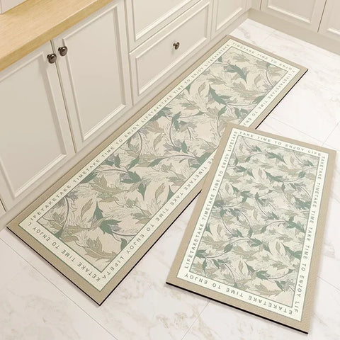 Navak Carpet Carpet for Kitchen Floor Mat Pvc Leather Waterproof Non-slip Long Rug Oil-proof Foot Mats Pink Flower Home Decoration Rugs