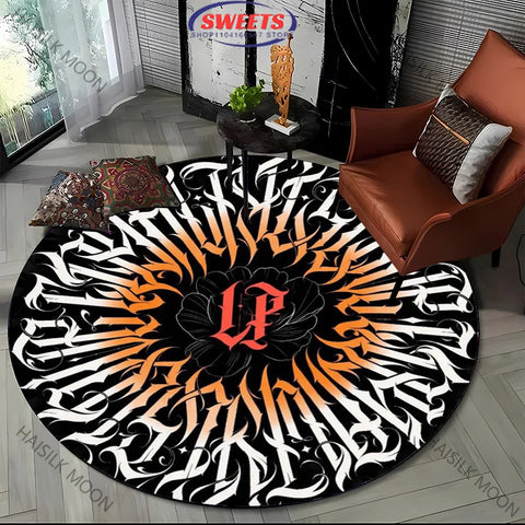 Navak Carpet Modern Style Black and White Mystery Art Style Round Carpet Interior Decor Mat Outdoor Picnic Camping Rug Room Bedside Rug Gift
