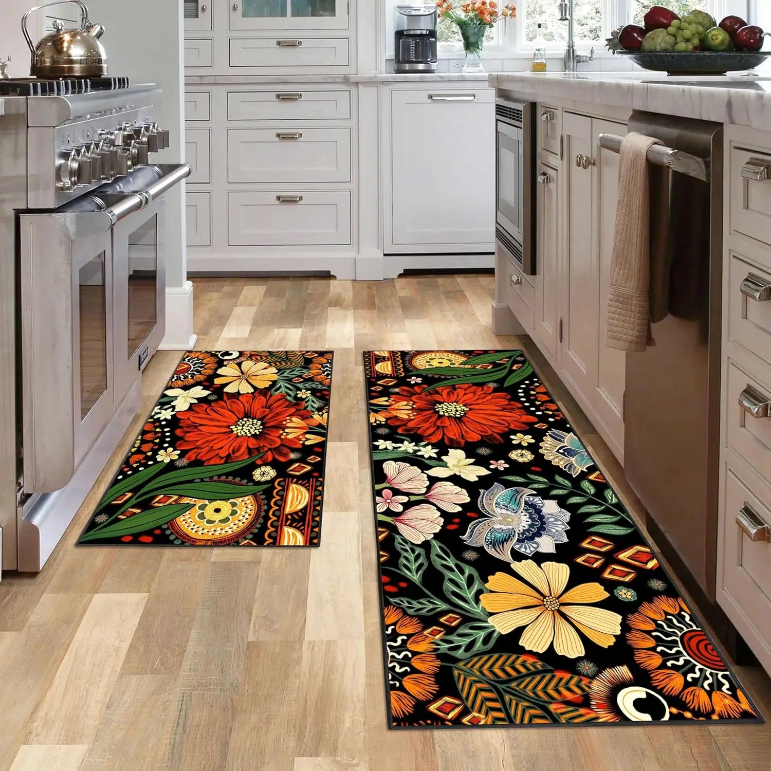 Navak Carpet Exclusive Picks 2pc Summer Flower Carpet Set Home Decoration, Anti-Slip, Stain-Resistant And Washable Floor Mat, Bathroom Indoor Rug