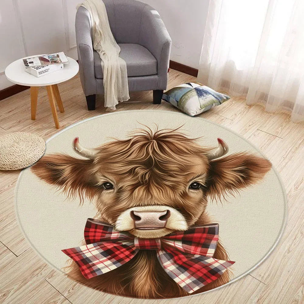Navak Carpet Cartoon Lion Love Bear Round Rug Living Room Decoration Rabbit Bear Forest Animals Bedroom Rugs Home Mats Washable Leisure Rugs