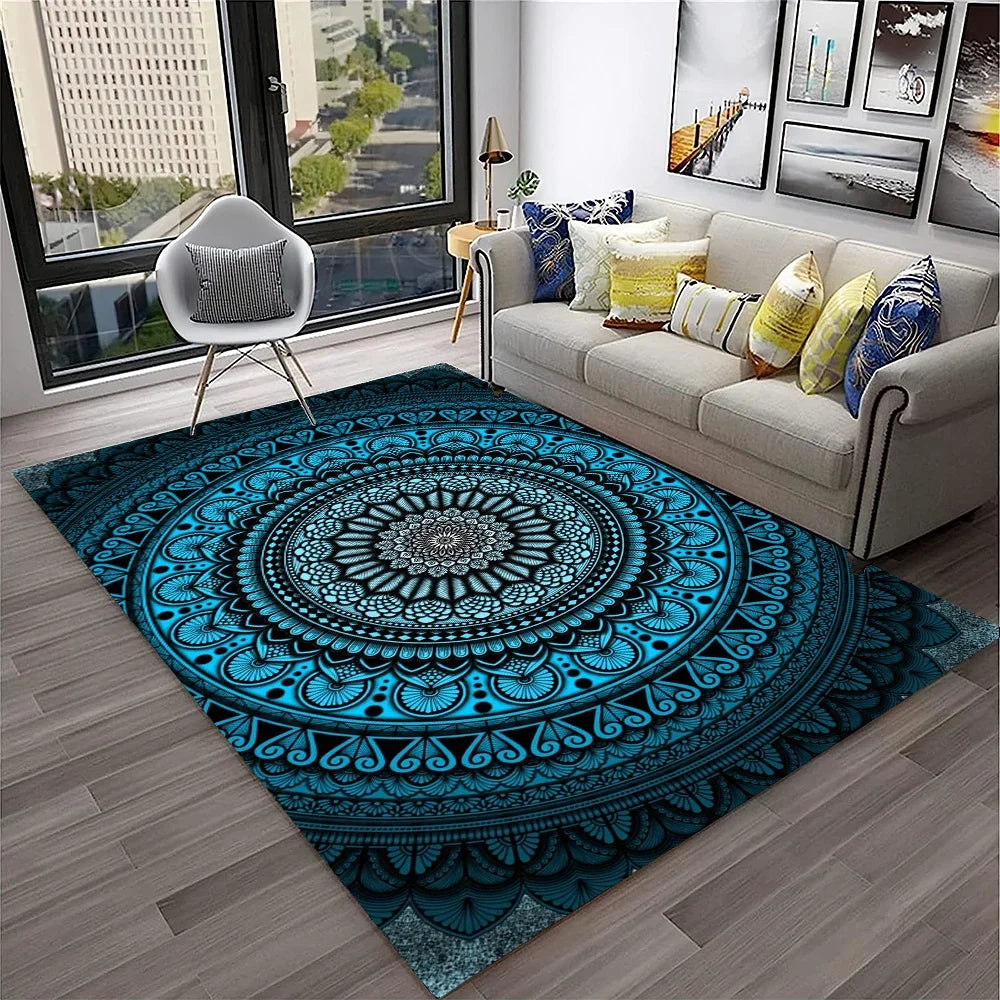 Navak Carpet 3D Mandala Bohemia Geometric Carpet Rug for Home Living Room Bedroom Sofa Kitchen Doormat Decor,Kid Area Rug Non-slip Floor Mat