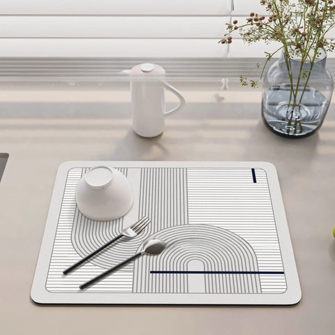 Navak Carpet Minimalis Striped Dish Drying Mat Super Absorbent Ktichen Rug Non Slip Tableware Drain Pad Home Diatom Mud Door Mats Washable