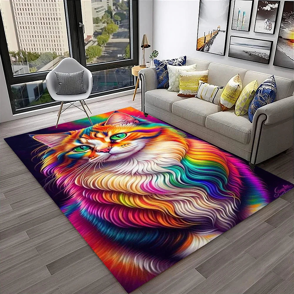Navak Carpet 3D Cute Cat Flower Cartoon Carpet Rug for Home Living Room Bedroom Sofa Doormat Decor,Child Play Area Rug Non-slip Floor Mat