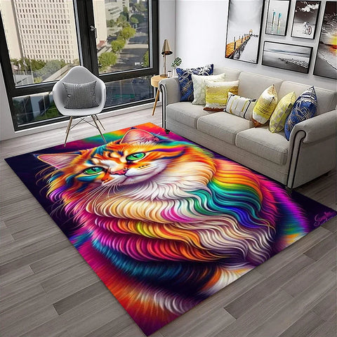 Navak Carpet 3D Cute Cat Flower Cartoon Carpet Rug for Home Living Room Bedroom Sofa Doormat Decor,Child Play Area Rug Non-slip Floor Mat