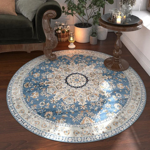 Navak Carpet Retro Bohemia Ethnic Style Round Carpet Living Room Sofa Bedroom Bedside Kitchen Entrance Door Mat Non-slip Girl Home Decor Rug