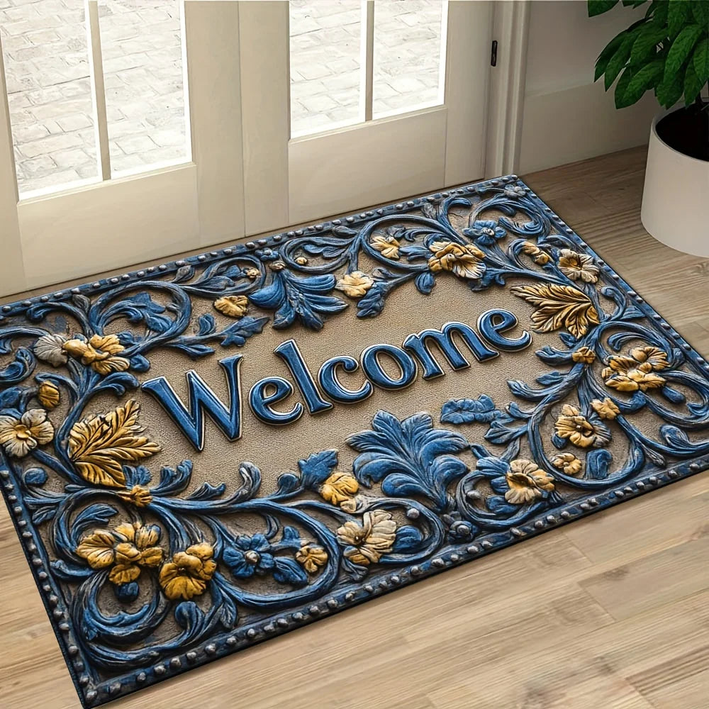 Navak Carpet 1pc, Entry Door Dirt Resistant, Easy To Maintain, Non-Slip 3D Printed Crystal Velvet Foot Mat, Machine Washable Polyester Carpe