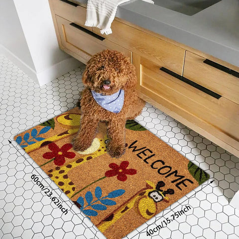 Navak Carpet Floral Animal Welcome Doormat Quick-Dry Polyester Indoor/Outdoor Mat for Entryway Kitchen Bathroom Laundry Room Wear-Resistant