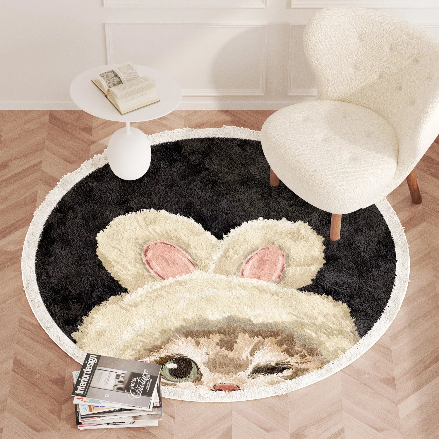 Navak Carpet Cartoon Style Bedroom Decor Carpet Cute Round Carpets for Living Room Thicken Plush Children's Rug Fluffy Soft Bedside Floor Mat