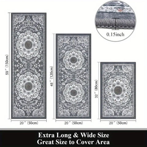 Navak Carpet 3 pcs set floor mat Bohemian style rugs kitchen carpet Non-slip comfortable washable kitchen decoration office bedroom corridor