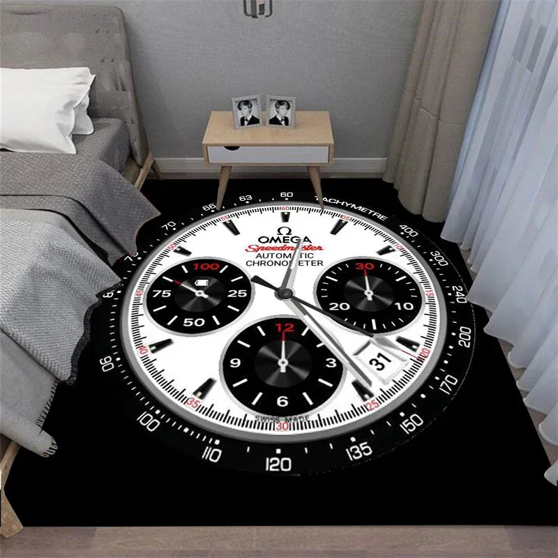Navak Carpet Multi-functional O-OMEGA Dial Crown Watch Pointer Pattern Living Room Bedroom Sofa Decoration Carpet Floor Mat Rugs