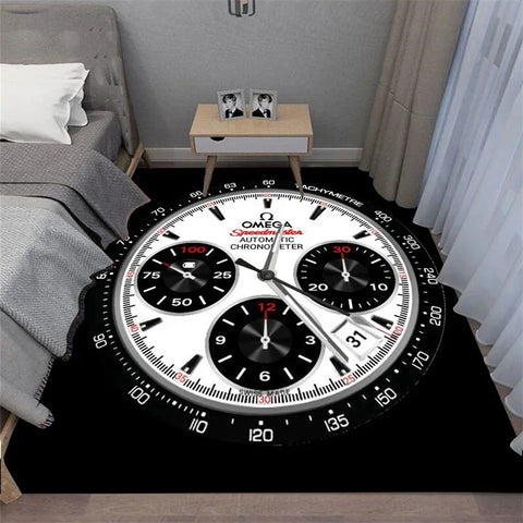 Navak Carpet Multi-functional O-OMEGA Dial Crown Watch Pointer Pattern Living Room Bedroom Sofa Decoration Carpet Floor Mat Rugs