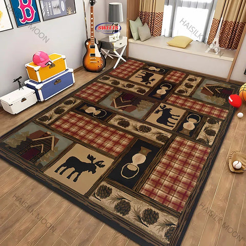Navak Carpet American Country Retro Style Animal Printed Carpet Rug for Modern Home Decor, Stain Resistant, Kids Play Non-Slip Decor Mat Gift