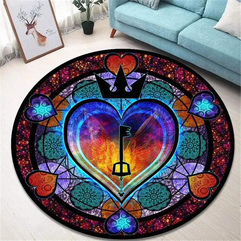 Navak Carpet Daily Picks Kingdom Hearts Cartoon Area Rug Round Floor Mat Living Room Carpet Bathroom Kitchen Rugs Doormat Non-slip Floor Mat