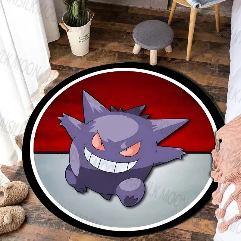 Navak Carpet Daily Picks Disney Game Pokémon Gengar Printed Round Rug Bedroom Living Room Carpet Doormat Sofa Table Area Rug Floor Mat Home Decor