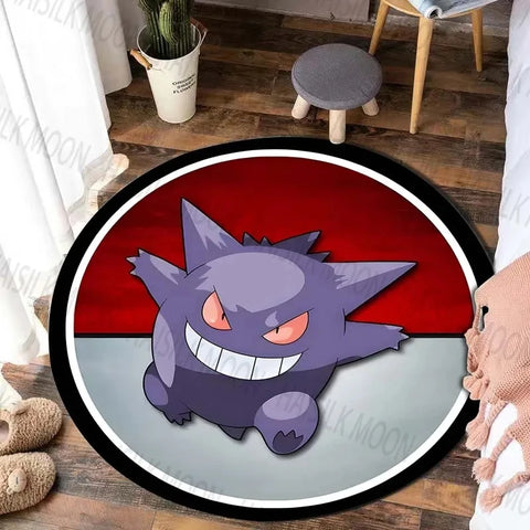 Navak Carpet Daily Picks Disney Game Pokémon Gengar Printed Round Rug Bedroom Living Room Carpet Doormat Sofa Table Area Rug Floor Mat Home Decor