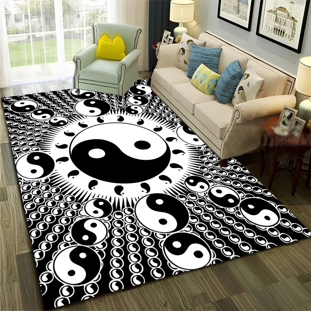 Navak Carpet Chinese 3D Tai Chi Bagua Yin Yang  Carpet Rug for Home Living Room Bedroom Sofa Doormat Decor,Child Area Rug Non-slip Floor Mat