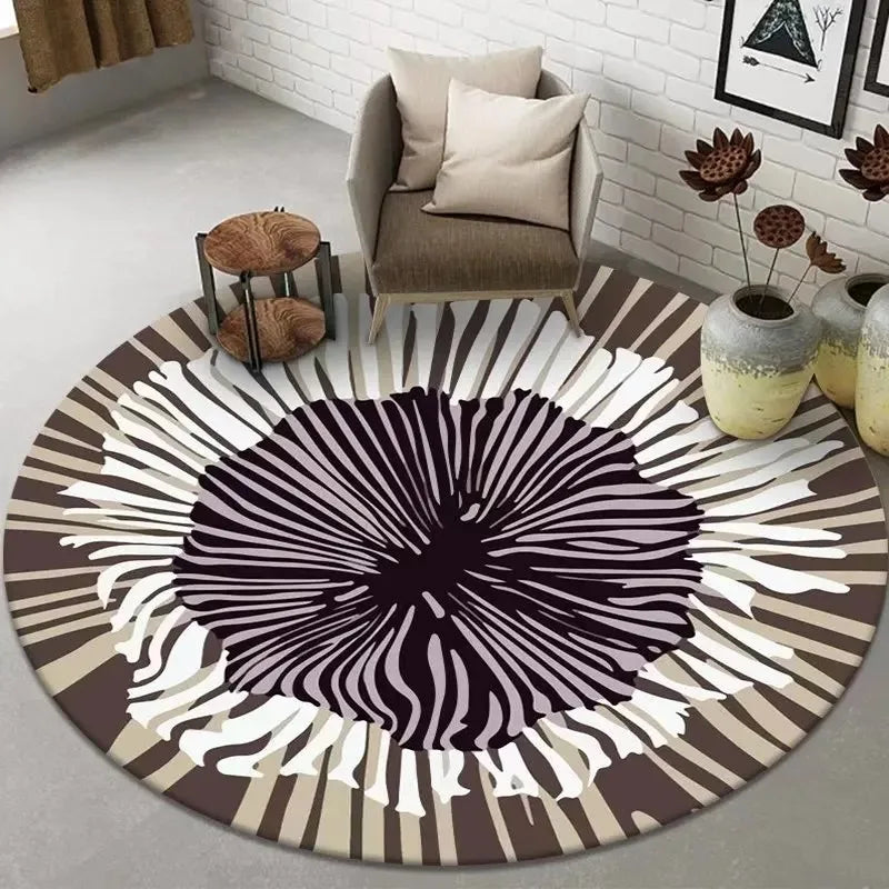 Navak Carpet Abstract Art Round Rug Living Room Sofa Bedroom Decorative Carpet Computer Chair Floor Mat Non-Slip