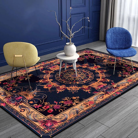 Navak Carpet Persian Style Luxury Carpet Living Room Senior Antiskid Golden Border Bedroom Decoration Rug Soft Easy Clean Entrance Door Mat