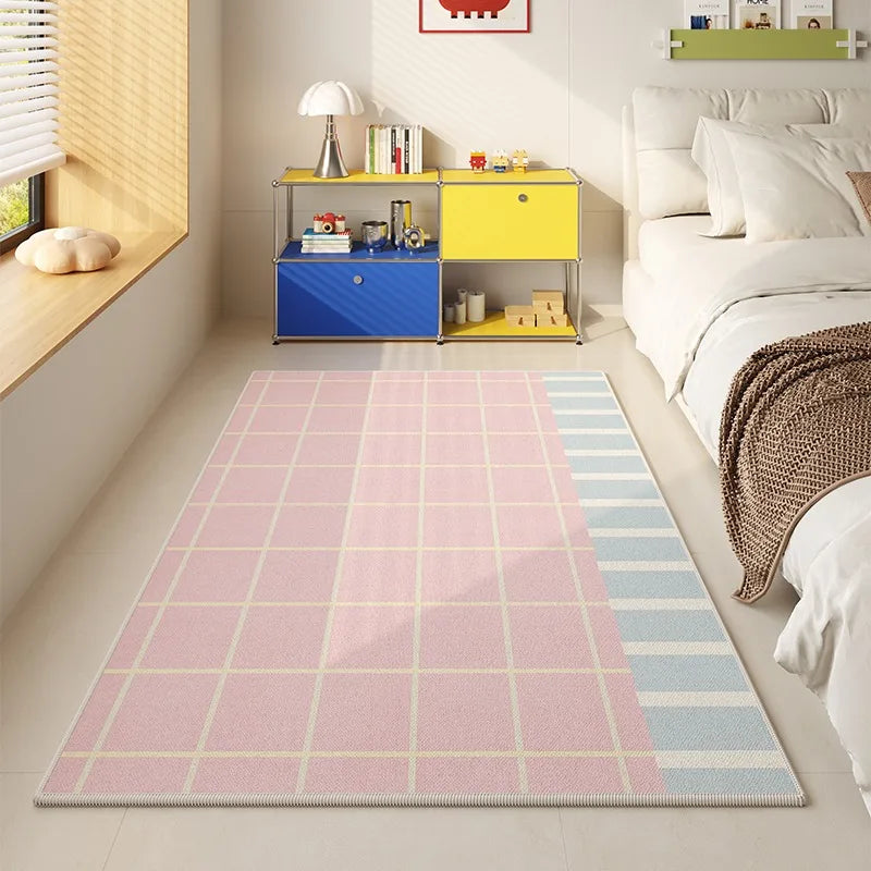 Navak Carpet Bedroom Floor Mat Non-slip Soft Comfortable Carpet Blue and White Wave Geometric Cute Rug Long Home Decoration Mats 침실 카펫