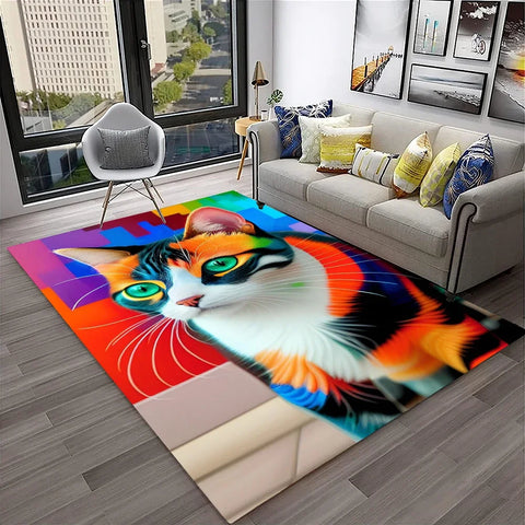 Navak Carpet 3D Cute Cat Flower Cartoon Carpet Rug for Home Living Room Bedroom Sofa Doormat Decor,Child Play Area Rug Non-slip Floor Mat