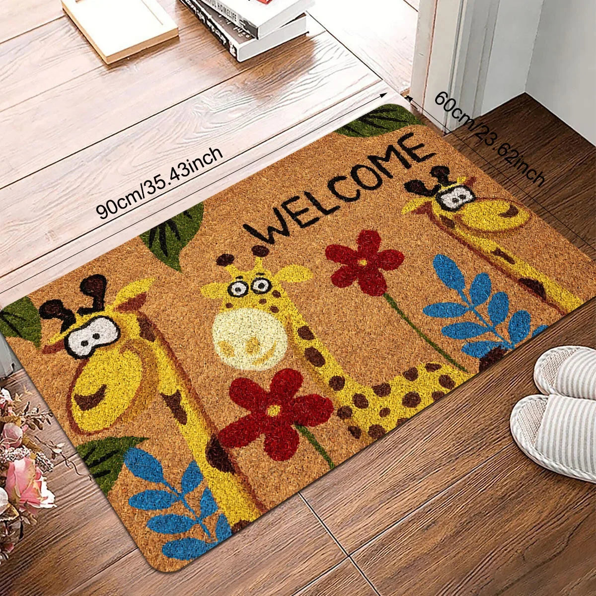 Navak Carpet Floral Animal Welcome Doormat Quick-Dry Polyester Indoor/Outdoor Mat for Entryway Kitchen Bathroom Laundry Room Wear-Resistant