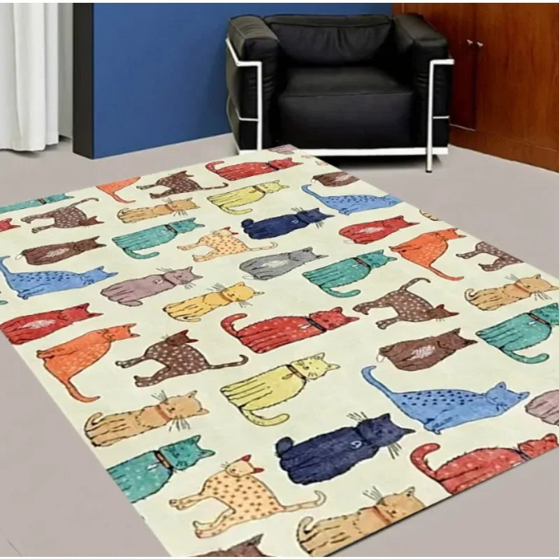 Navak Carpet Cartoon Animal Face Pattern Carpet Learning Interactive Non-Slip Machine Washable Polyester Fiber  Versatile Home Decor Rugs