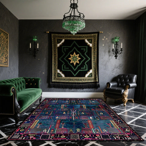 Navak Carpet Bohemian Retro Rugs Living Room Easy Clean Non-slip Washable Carpet for Bedroom Home Decoration Persian Foot Mat طاولات للقهوة