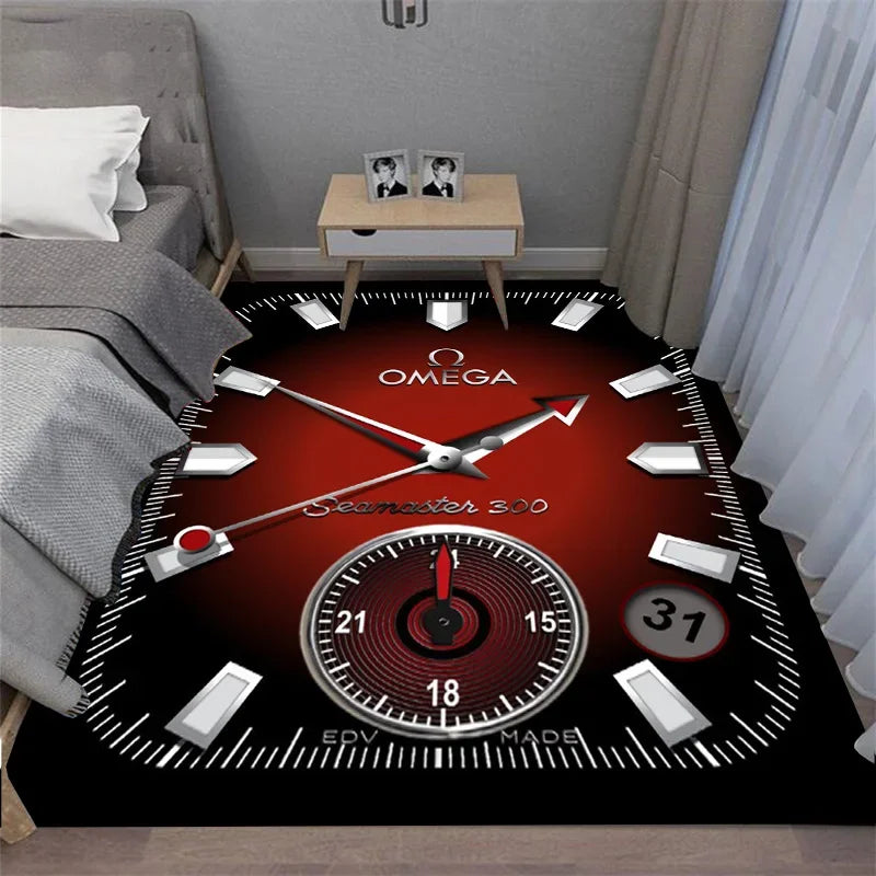 Navak Carpet Multi-functional O-OMEGA Dial Crown Watch Pointer Pattern Living Room Bedroom Sofa Decoration Carpet Floor Mat Rugs