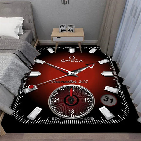 Navak Carpet Multi-functional O-OMEGA Dial Crown Watch Pointer Pattern Living Room Bedroom Sofa Decoration Carpet Floor Mat Rugs