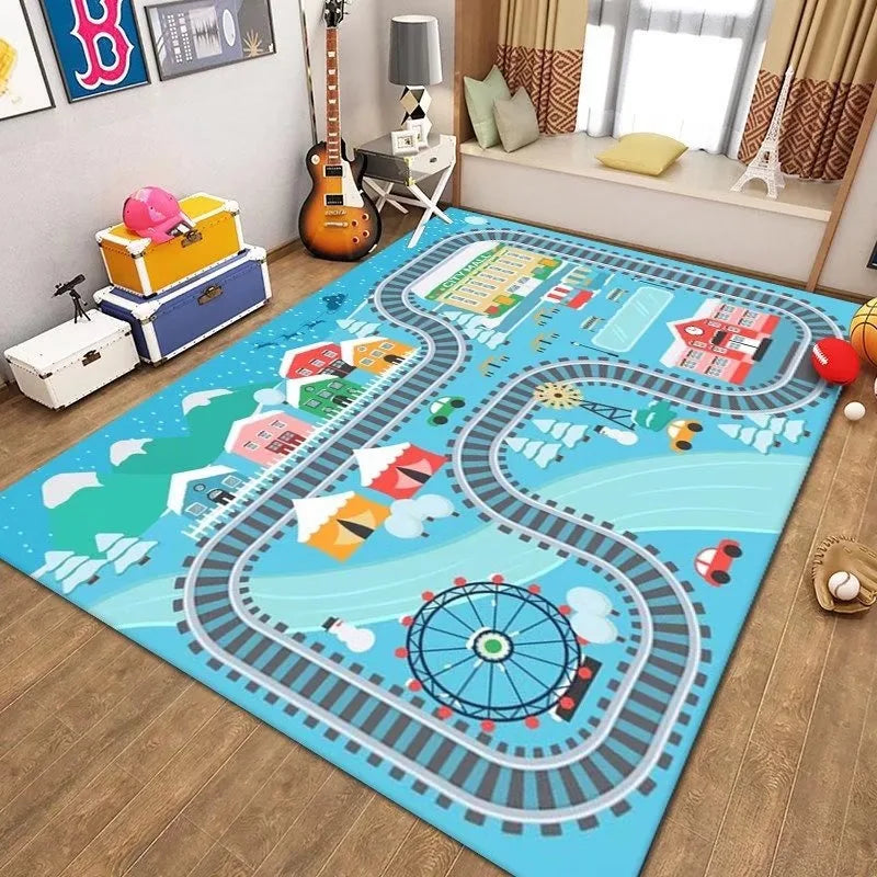 Navak Carpet Child 's Game Cartoon Carpet Game Room Living Room Sofa Bedroom Study Entrance Mat Non-slip Kid Traffic Road Parking Lot Rug