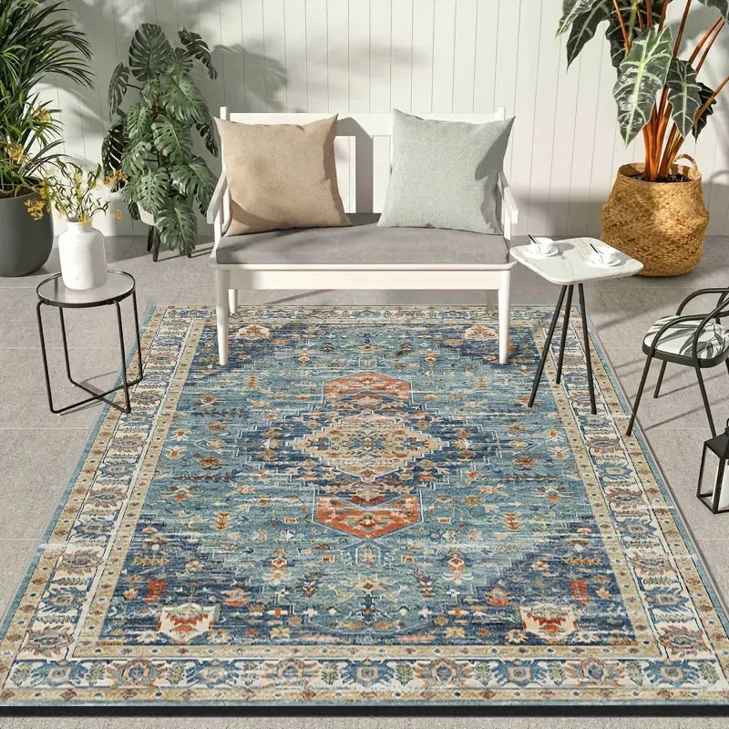 Navak Carpet 1pc Thick Autumn New Bohemian Style Large Area Outdoor Patio Garden Mat, Non-Slip RV Camping Crystal Velvet Mat,