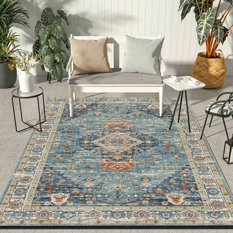 Navak Carpet 1pc Thick Autumn New Bohemian Style Large Area Outdoor Patio Garden Mat, Non-Slip RV Camping Crystal Velvet Mat,