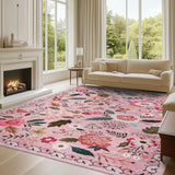 Navak Carpet Rug for Living Room, 5x7 Area Rug Floral Vintage Rug for Bedroom Non-Slip Non Shedding Indoor Floor Carpet, Low Pile Foldable St