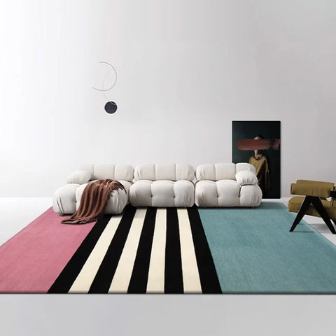 Navak Carpet Modern Stripe Area Rug for Living Room Bedroom Study Large Size Non-Slip Machine Washable Floor Mat