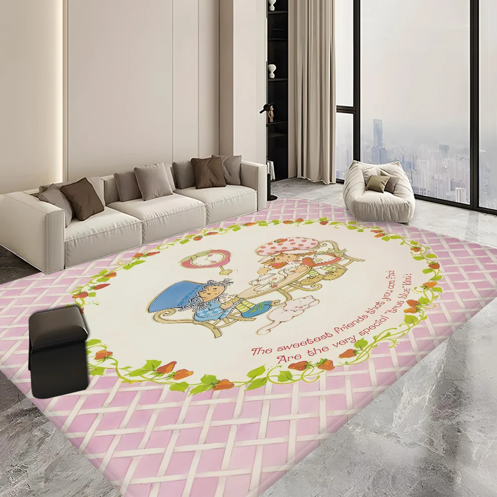 Navak Carpet S-Strawberry-Pink girl Floor Mat Bathroom Mat Kids Room Bedroom Decoration Balcony Anti-Slip Doormat Living Room Welcome Rug