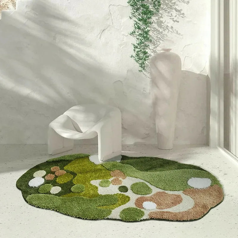 Navak Carpet Moss Rug 3D Stereo for Living Room Imitation Cashmere Green Carpet Bedroom Bedside Floor Mat Anti-Slip Shaggy Rugs Home Decor