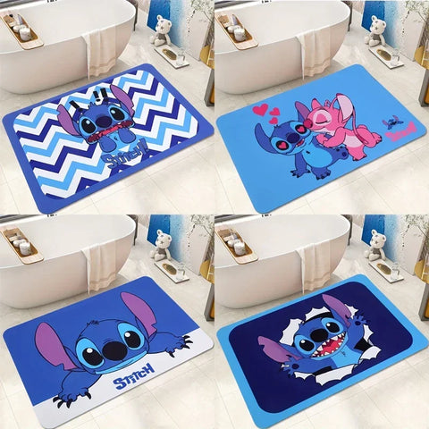 Navak Carpet Daily Picks Disney Stitch Non Slip Bathroom Absorbent Floor Mats Bedroom Living Room Kitchen Rugs Diatom Mud Carpet for Home Decor
