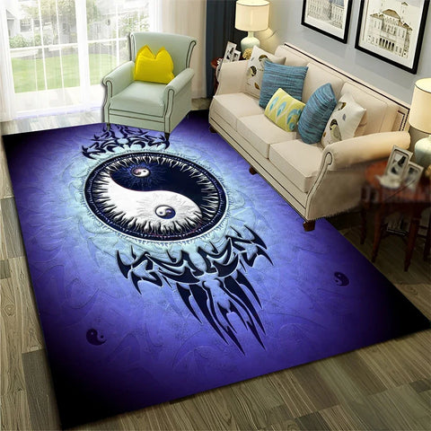 Navak Carpet Chinese 3D Tai Chi Bagua Yin Yang  Carpet Rug for Home Living Room Bedroom Sofa Doormat Decor,Child Area Rug Non-slip Floor Mat