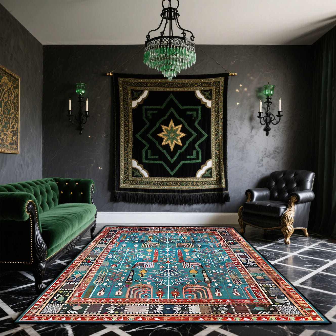 Navak Carpet Bohemian Retro Rugs Living Room Easy Clean Non-slip Washable Carpet for Bedroom Home Decoration Persian Foot Mat طاولات للقهوة